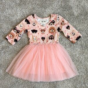 Taylor Joelle Pink Tulle Dress with Dog Print